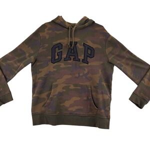 Gap Camouflage Logo Hoodie Sweatshirt Pullover Green Brown‎ Size M